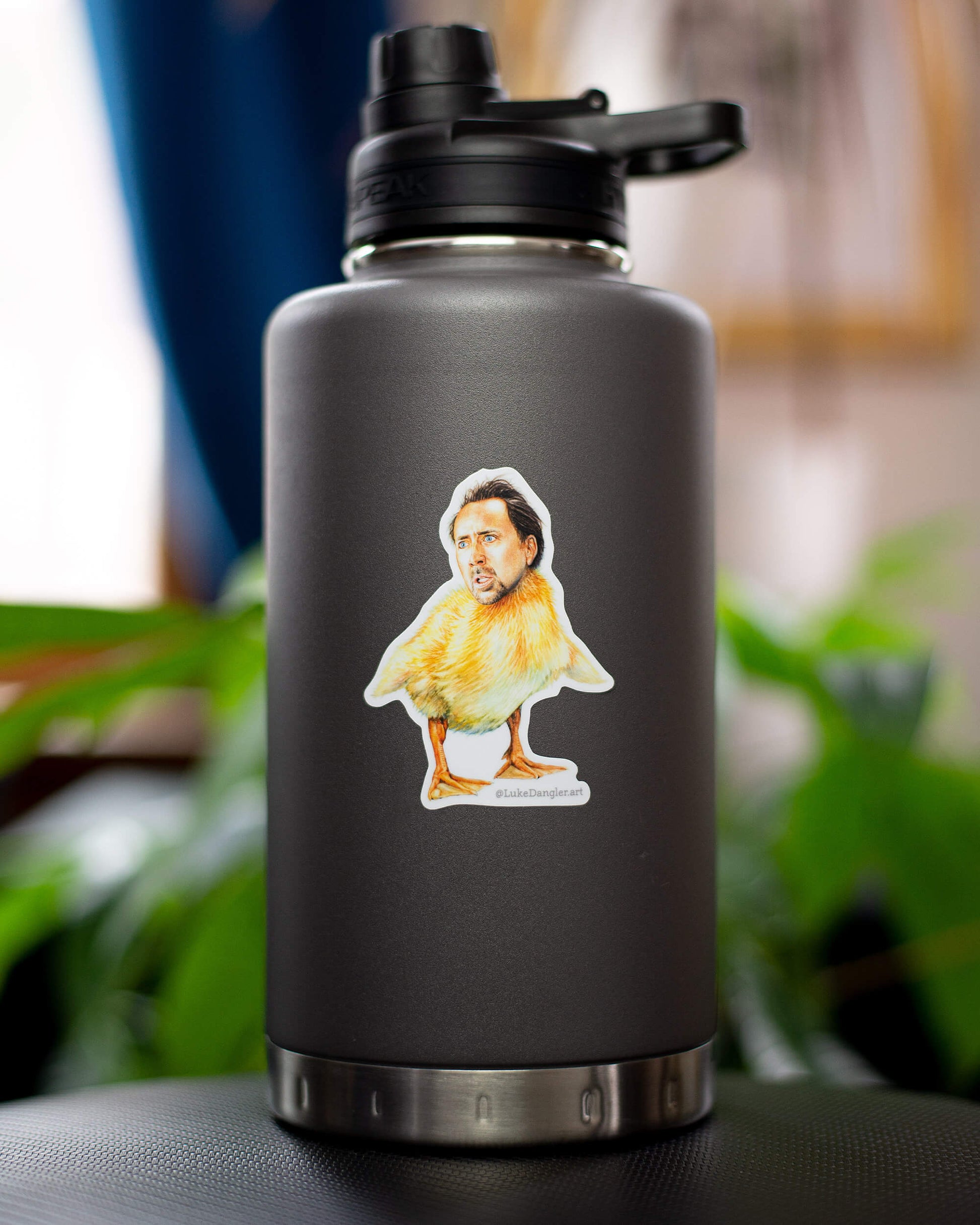 Nicolas Cage Duck Sticker water bottle