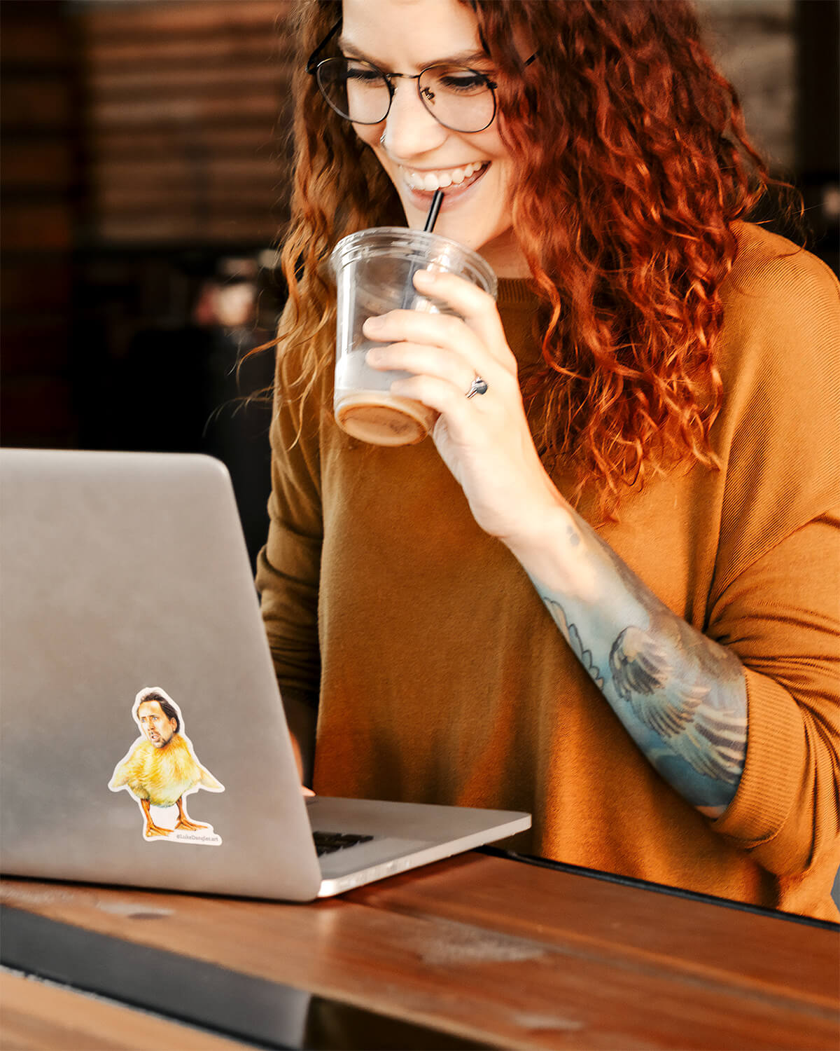 Nicolas Cage Duck Sticker Laptop