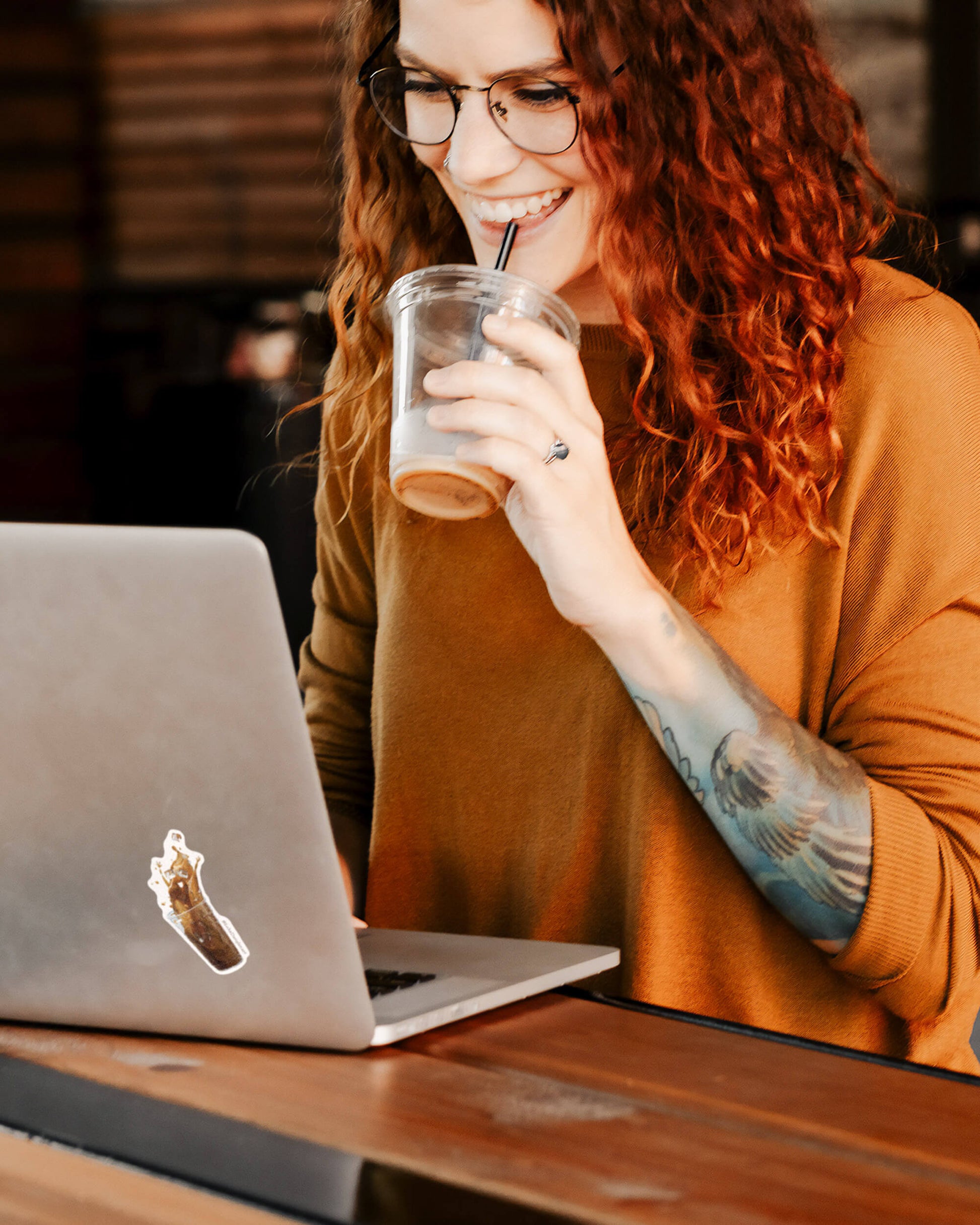 Spilling Coffee Sticker Laptop