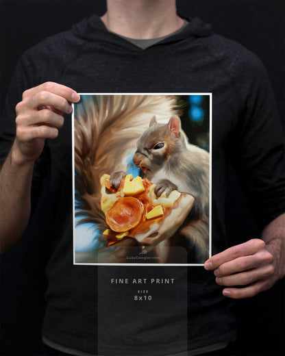 Squirrel Eating Pizza Print